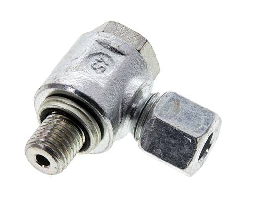 Raccord à vis pivotant coudé M 12x1,5-8 L (M14x1,5), acier galvanisé