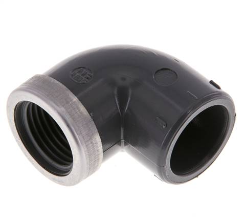 90° adhesive thread angle, PVC-U, 20mmxRp 1/2" IT