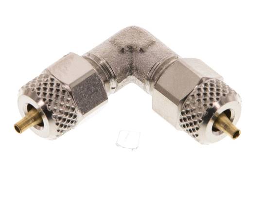 Angle screw connection 4x2mm, nickel-plated brass