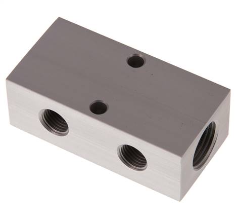 Distribution strip 2x G 1/2"-2x G 1/4", anodized aluminum