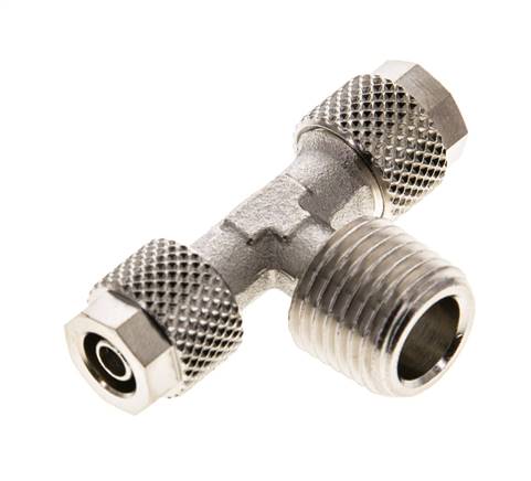 T-screw connection R 1/4"-6x4mm, nickel-plated brass