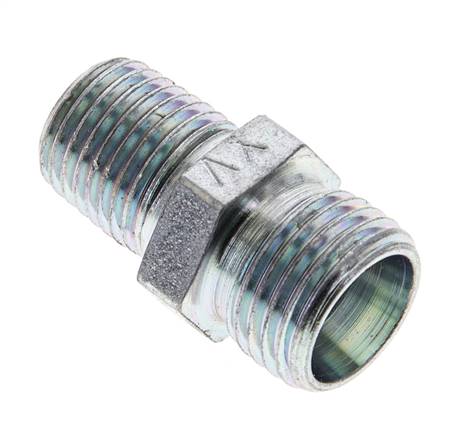 Raccord à bague coupante droite. NPT 1/4"-10 L (M16x1,5), sans écrou ni bague coupante, acier galvanisé