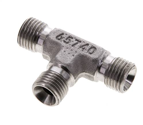 Pièce en T, cône 60° G 1/4"-G 1/4"-G 1/4" (AG), V4A