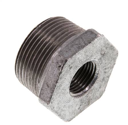 Reducing nipple R 1-1/4"(AG)-Rp 1/2"(IG), galvanized malleable cast iron