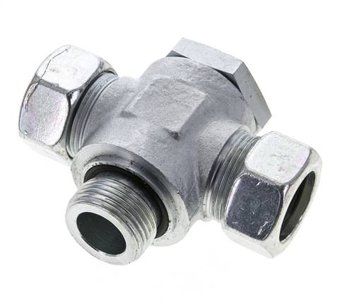 Raccord pivotant en T G 1"-28 L (M36x2), acier galvanisé