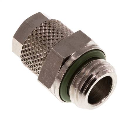 Straight screw connection G 1/4"-8x6mm, nickel-plated brass