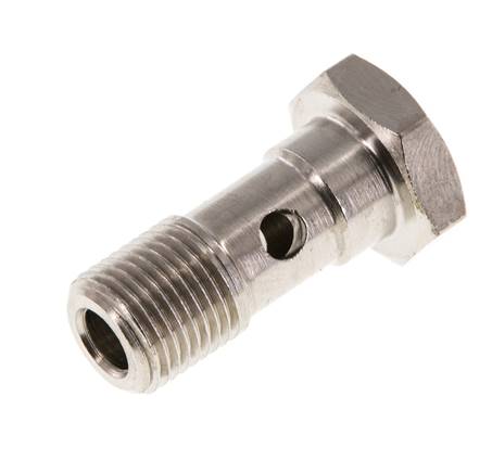 Banjo screw, 1-fold G 1/8"-22.5mm, nickel-plated brass