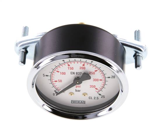 Built-in pressure gauge, triangular front ring, 63mm, 0 - 25 bar