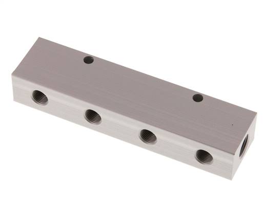 Distribution strip 2x G 1/4"-8x G 1/8", anodized aluminum