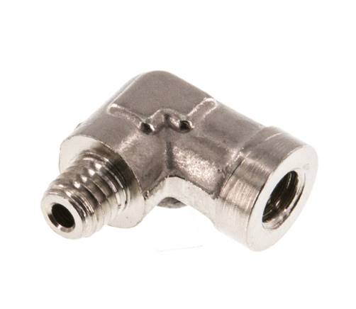 90°-Einschraubwinkel M 5(IG)-M 5(AG), Messing vernickelt