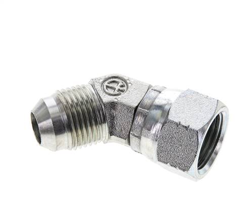 45° screw-in angle, UNF 3/4"-16 (JIC), galvanized steel