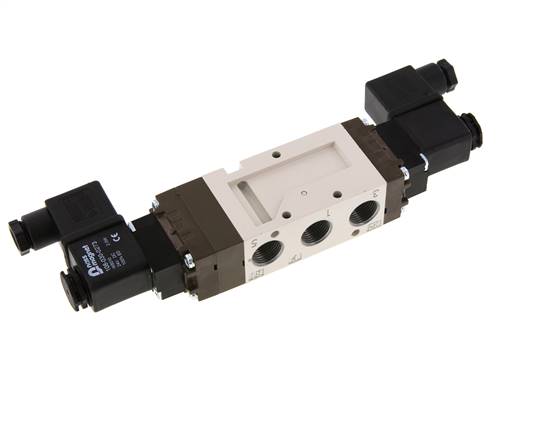 5/3-way solenoid valve, G 3/8", middle position closed, 115 V AC