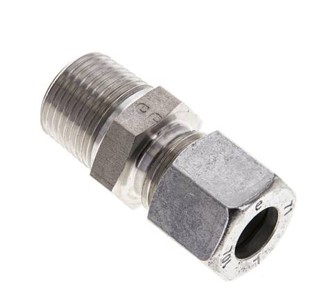 Raccord à bague coupante droite. NPT 3/8"-10 L (M16x1,5), 1.4571