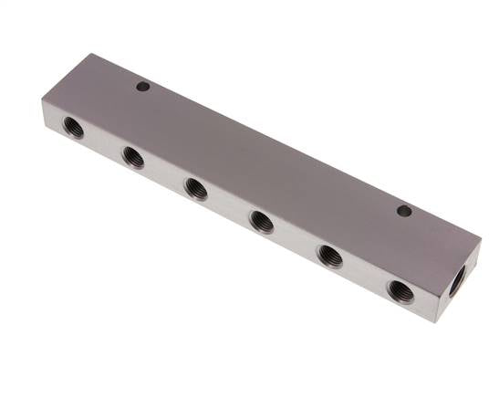 Distribution strip 2x G 3/8"-12x G 1/4", anodized aluminum