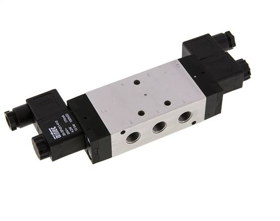 5/3-Wege Magnetventil, G 1/4", Mittelstellung belüftet, 24 V DC, Standard