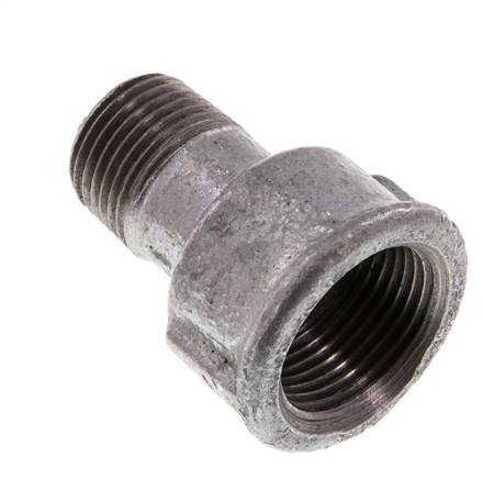 Reducing nipple R 1/2"(AG)-Rp 3/4"(IG), malleable cast iron, galvanized