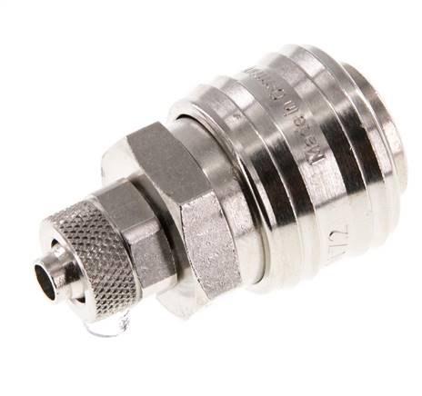 Coupling socket (NW7.2) 8x6mm hose, nickel-plated brass