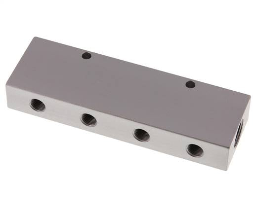 Distribution strip 2x G 3/8"-8x G 1/8", anodized aluminum