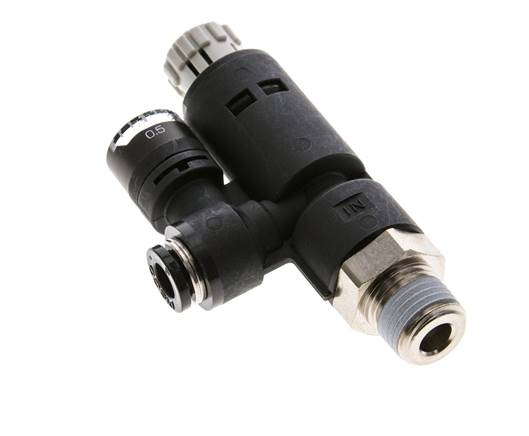 Régulateur de pression R 1/4"-6mm, avec manomètre, norme IQS