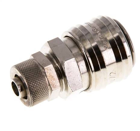 Coupling socket (NW7.2) 10x8mm hose, nickel-plated brass