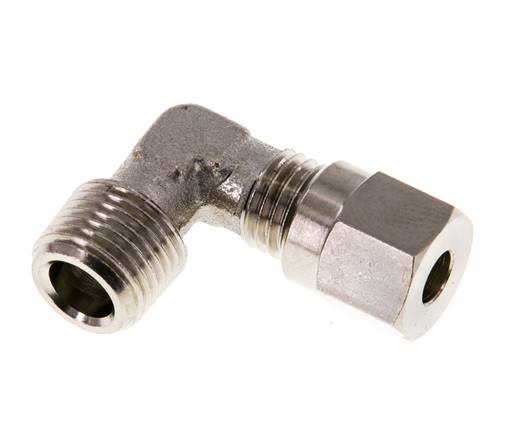 Angle cutting ring screw. R 1/8"-4 LL (M8x1), nickel-plated brass