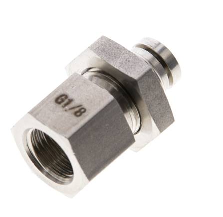 Bulkhead plug connection with female thread. G 1/8"-4mm, IQS-ES LE