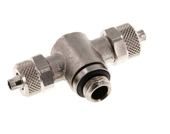 T-screw connection G 1/8"-6x4mm, nickel-plated brass, internal socket.