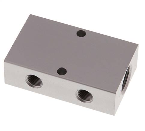 Distribution strip 2x G 3/8"-4x G 1/8", anodized aluminum