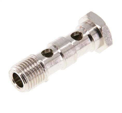 Banjo screw, 2-fold G 1/4"-41mm, nickel-plated brass