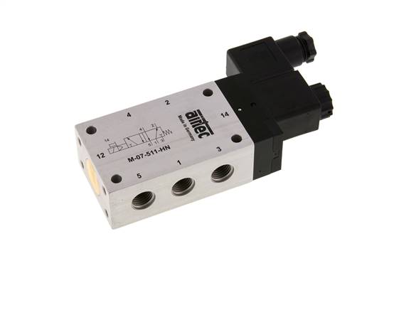 Électrovanne 5/2 voies, G 1/4", ressort, 24 V DC, standard