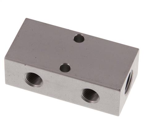 Distribution strip 2x G 1/4"-4x G 1/8", anodized aluminum