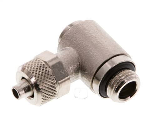 Angle screw connection G 1/8"-6x4mm, nickel-plated brass, internal socket.