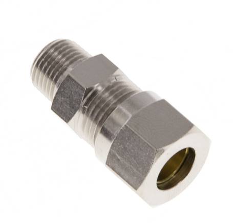 Straight cutting ring fitting. 8 LL (M12x1)-R 1/8", nickel-plated brass