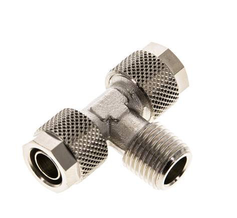 T-screw connection R 1/4"-10x8mm, nickel-plated brass