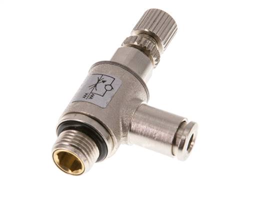 Angle throttle check valve G 1/8"-4mm, exhaust air regulating (standard)