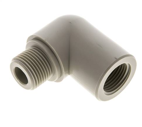 90° screw-in angle G 3/8"(IG)-G 3/8"(AG), polypropylene