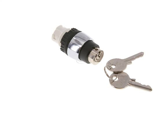 Betätigeraufsatz 22mm, Schlüsselschalter, 60° rastend mit 2 Schlüsseln (gleichschließend) (schwarz)