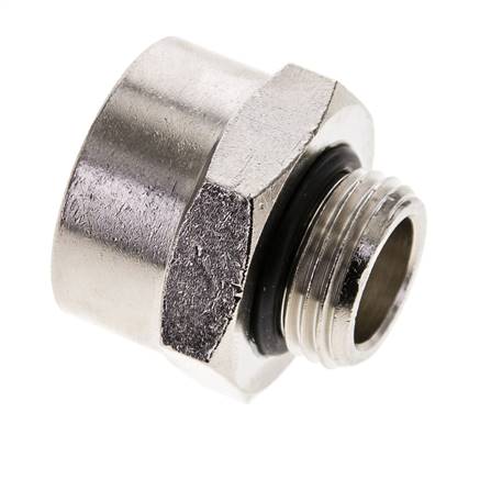 Reducing nipple G 1/2" (male thread) - G 3/4" (female thread), nickel-plated brass (elastomer seal)