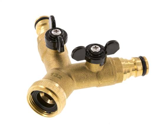 Y-distributor, G 3/4" - 2x coupling plugs, brass