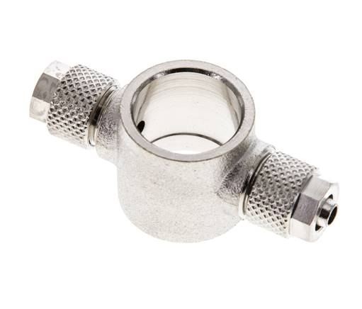 Verschraubung, T-Ringstück G 3/8"-6x4mm, Messing vernickelt