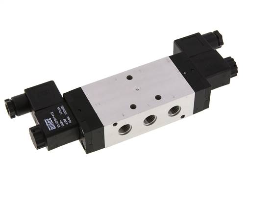 5/3-way solenoid valve, G 1/4", vented in the middle position, 24 V AC, standard