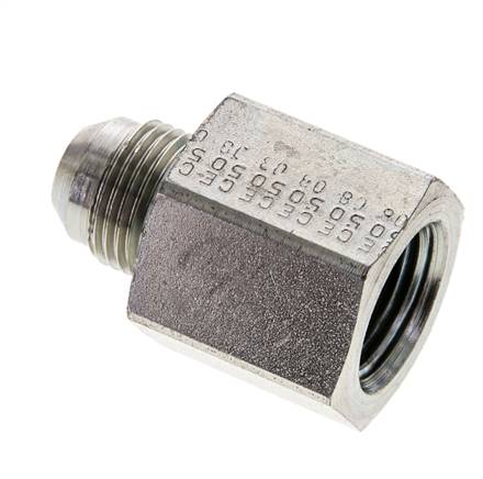 Reducing nipple UNF 3/4"-16(JIC-AG)-NPT 1/2"(IG), galvanized steel