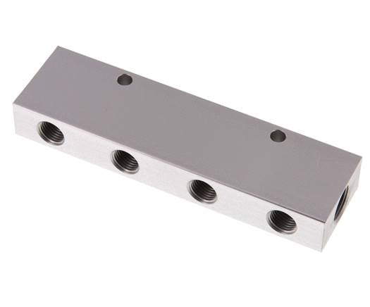Distribution strip 2x G 3/8"-8x G 1/4", anodized aluminum
