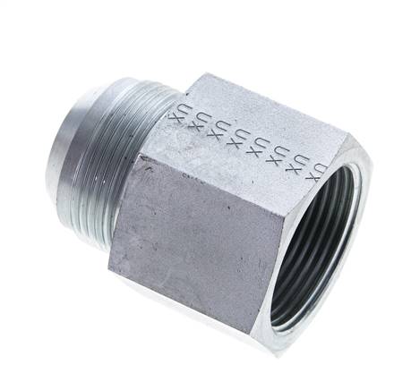 Mamelon de réduction UN 1-5/8"-12(JIC-AG)-G 1-1/4"(IG), acier galvanisé