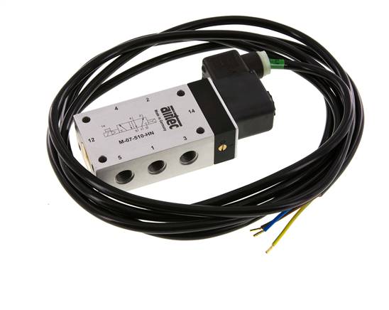 Électrovanne 5/2 voies, G 1/4", ressort pneumatique, 24 V DC, homologation ATEX