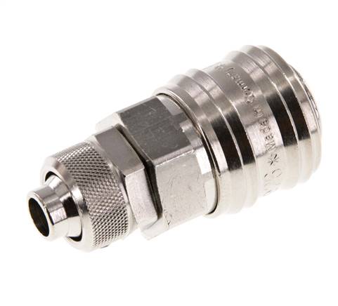 Coupling socket (NW7.2) 12x9mm hose, nickel-plated brass