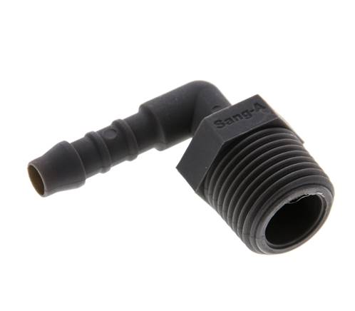 Angle threaded nozzle R 3/8"-6 (1/4")mm, PA 6