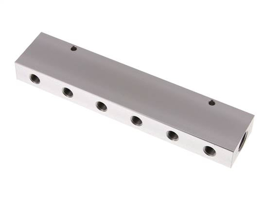 Distribution strip 2x G 3/8"-12x G 1/8", anodized aluminum
