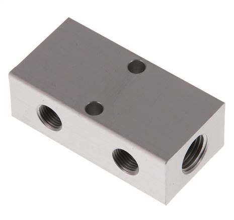Distribution strip 2x G 1/4"-2x G 1/8", anodized aluminum