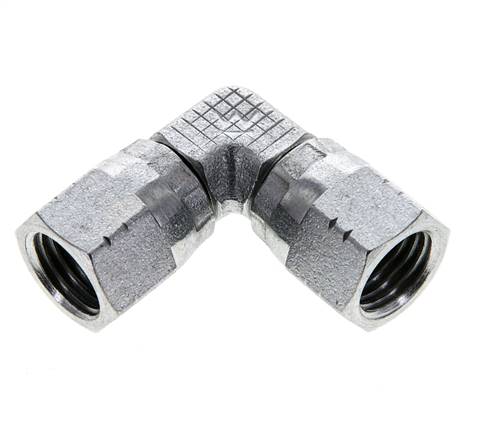 Raccord à vis coudé à 90°, UNF 7/16"-20 (JIC), acier galvanisé